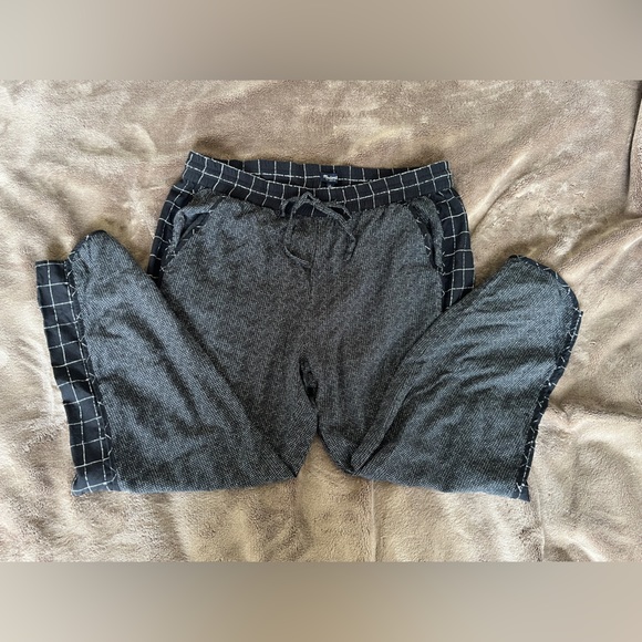 Madewell Black Check 100% Viscose Elastic Waist Tapered Jogger Pants Size L - Picture 4 of 11